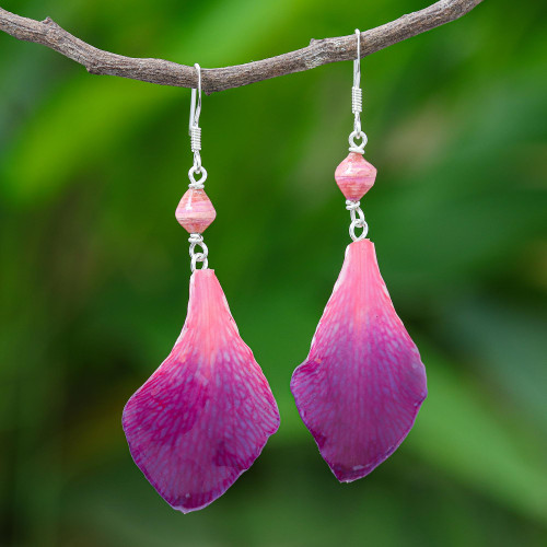 Fuchsia Orchid Petal Earrings 'Forever Orchid in Fuchsia'
