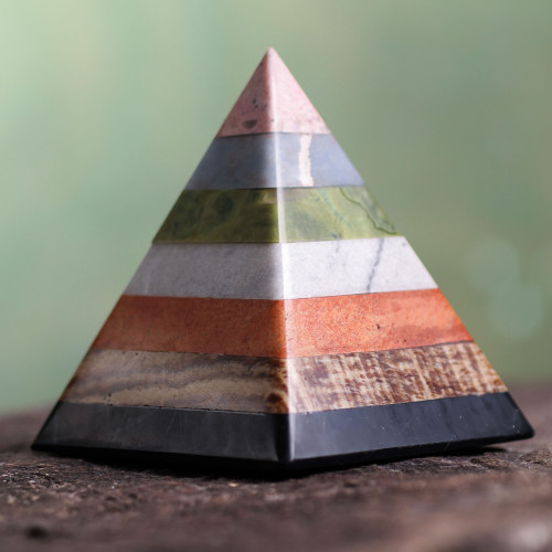 Hand Crafted Andean Gemstone Sculpture 'Energy of the Pyramid'