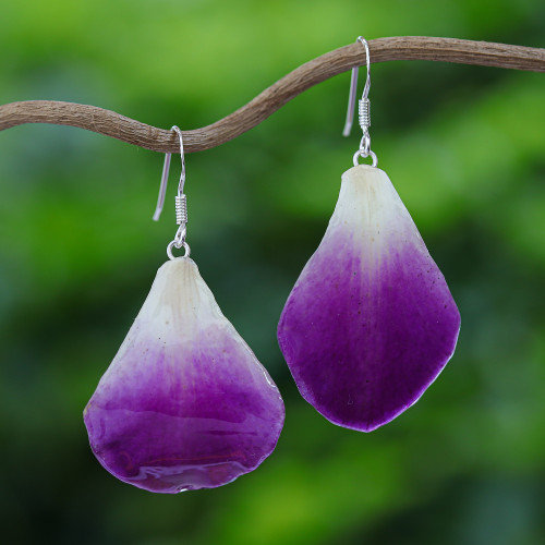 Natural Flower Dangle Earrings 'Chiang Mai Beauty' Natural Flower Dangle Earrings 'Chiang Mai Beauty'