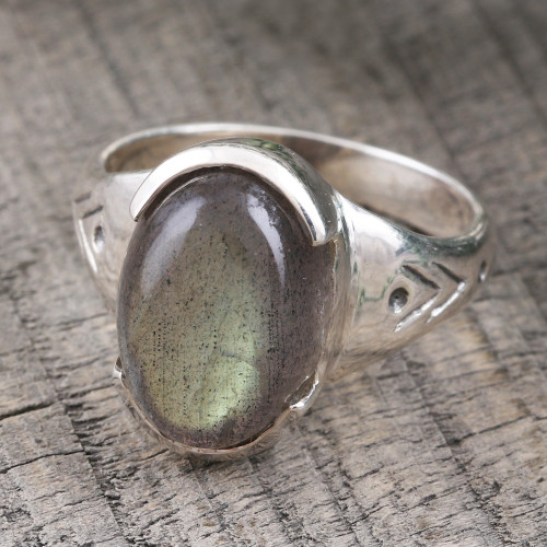 Handmade Labradorite and Sterling Silver Cocktail Ring 'Mysterious Waters'
