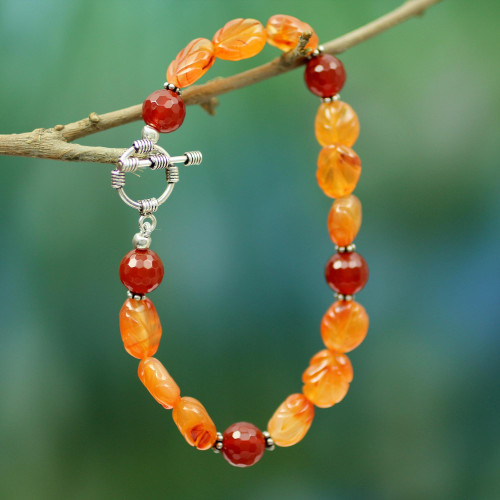 Carnelian beaded bracelet 'Sunset Forest' Carnelian beaded bracelet 'Sunset Forest'