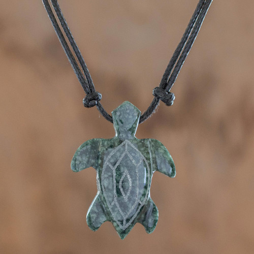 Hand Carved Jade turtle Necklace 'Marine Turtle'