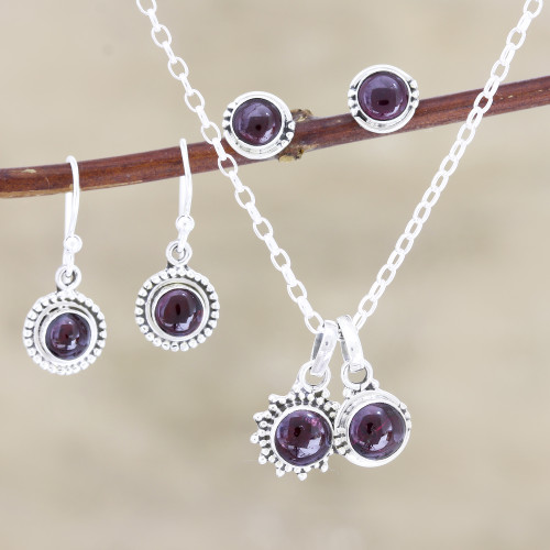 Hand Made Garnet and Sterling Silver Jewelry Set 'Devoted'