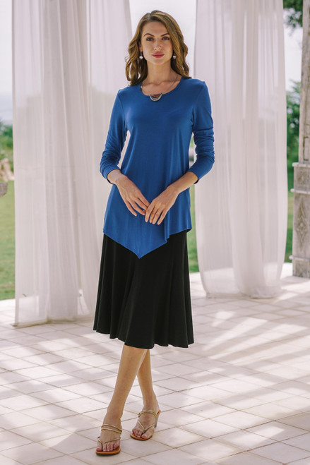Hand Crafted Asymmetrical Blue Modal Top 'Tulip'