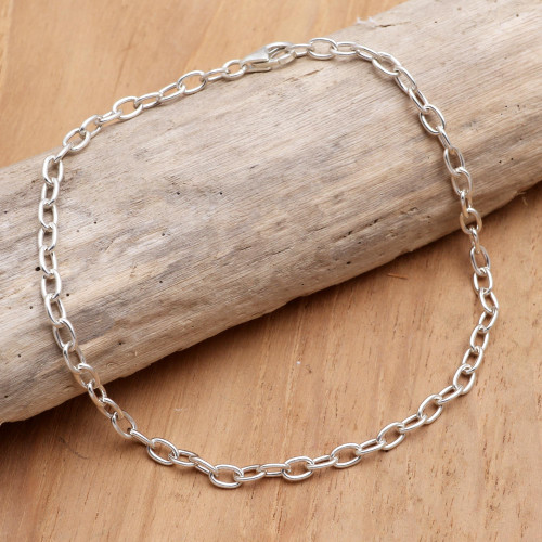 Hand Made Sterling Silver Chain Bracelet from Bali  'For Your Birthday'