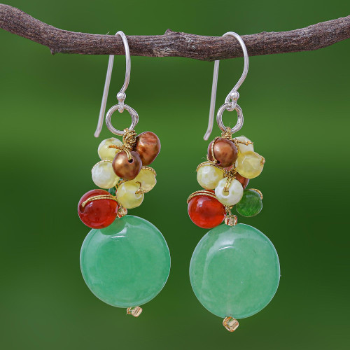 Quartz and Pearl Dangle Earrings 'Thai Joy'