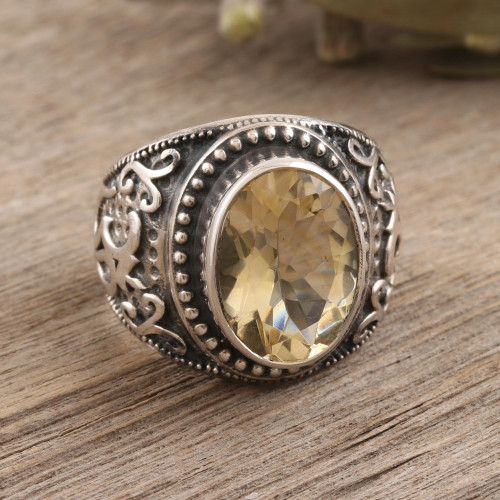 Hand Crafted Citrine and Sterling Silver Cocktail Ring 'Supreme Spirit'