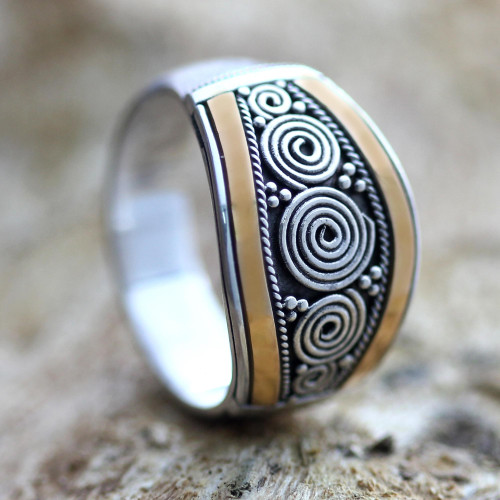 Sterling Silver and Gold Accent Ring 'Celuk Legend'