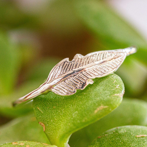 Mexican Taxco Sterling Silver Banana Leaf Band Ring 'Tropical Foliage'