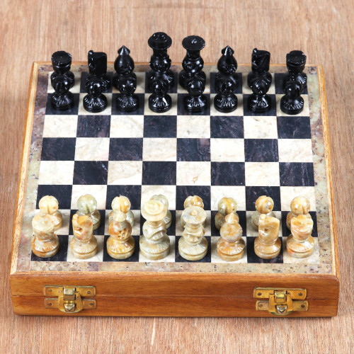 Hand Crafted Soapstone Chess Set 'Intellectual Challenge'