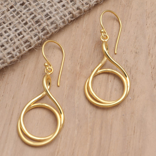 Handmade Gold-Plated Brass Dangle Earrings 'Life Path'