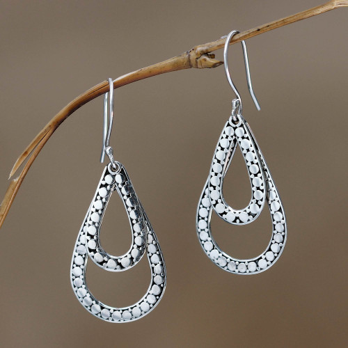 Sterling Silver Dangle Earrings 'Raindrop Tears'