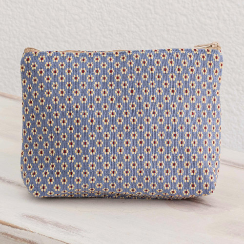 Floral Cotton Cosmetic Bag 'Blue Ditsy'