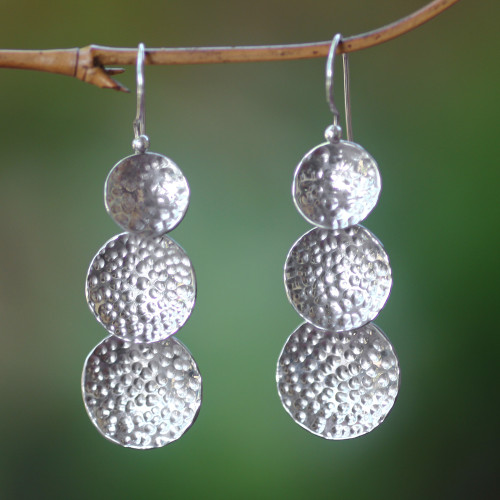 Sterling silver dangle earrings 'Three Moons'