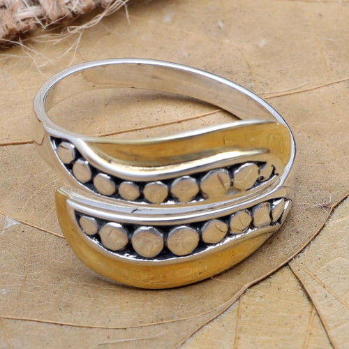 Handmade Gold-Accented Wrap Ring 'Complementary Love'