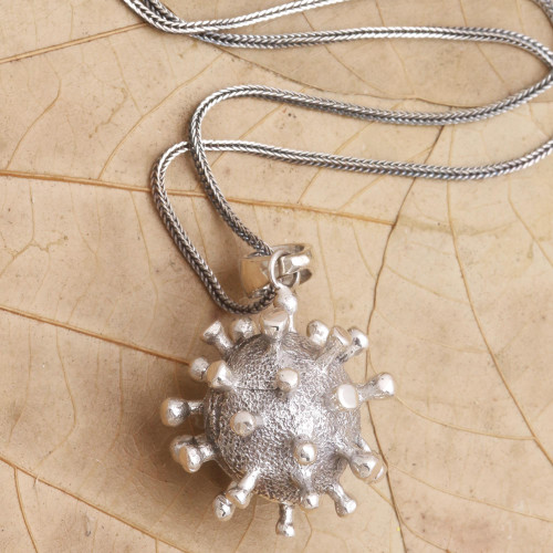 Sterling Silver Coronavirus Pendant Necklace 'Invisible'