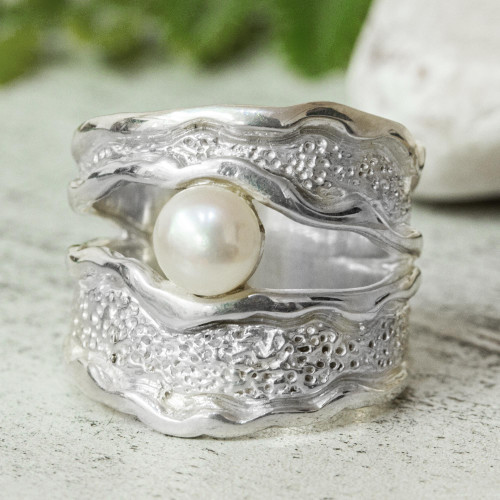 Single Cultured Pearl Cocktail Ring from Mexico 'Bold Look'