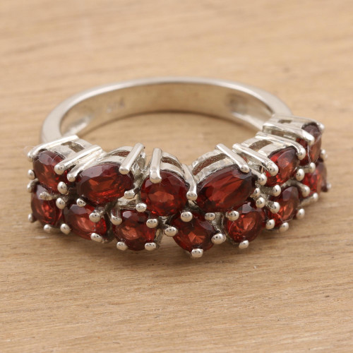 Garnet and Sterling Silver Cocktail Ring 'Garnet Glam'