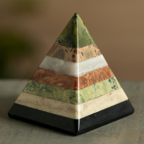 Layered Gemstone Pyramid Sculpture from Peru 'Spirit Pyramid'