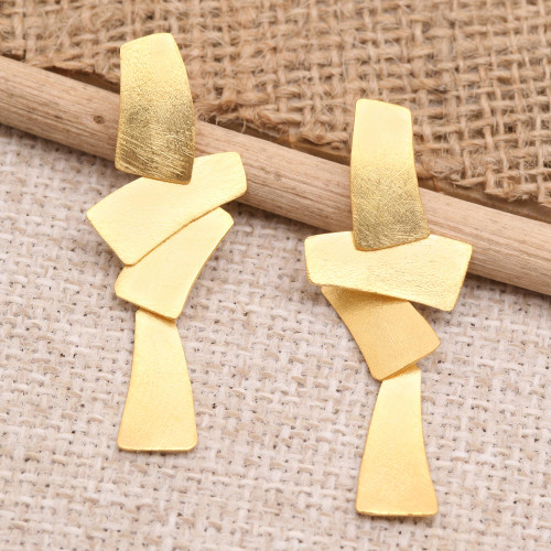 Handmade Gold-Plated Dangle Earrings 'Perfectly Golden'