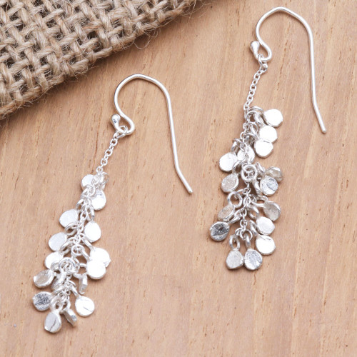Artisan Crafted Sterling Silver Dangle Earrings 'Sprinkling Seeds'