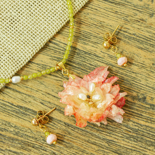 Begonia Flower Jewelry Set with Gemstones 'Begonia Beauty'