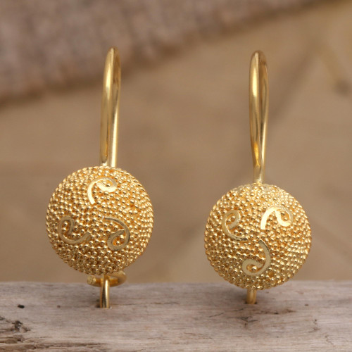 Hand Made Gold-Plated Sterling Silver Drop Earrings 'Golden Happiness'