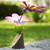 Handmade Floral Wood Bird Sculpture 'Happy Hummingbird'
