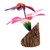 Handmade Floral Wood Bird Sculpture 'Happy Hummingbird'