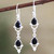 Indian Onyx and Sterling Silver Dangle Earrings 'Gleaming Drops'