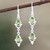Indian Peridot and Sterling Silver Dangle Earrings 'Gleaming Drops'