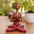 Handmade Cement Yoga Statuette from Java 'Asana Pose in Red'