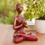 Handmade Cement Yoga Statuette from Java 'Asana Pose in Red'