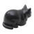 Hand Carved Suar Wood Cat Statuette 'Fat Cat in Black'