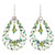 Double Drop Dangle Earrings with Green Crystals and Filigree 'Green Drop Sparkle'