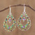Double Drop Dangle Earrings in Green and Purple Crystals 'Green and Purple Sparkle'