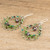 Double Drop Dangle Earrings in Green and Purple Crystals 'Green and Purple Sparkle'