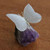 Butterfly With Selenite Wings on Amethyst Stone From Brazil 'Resting Butterfly'