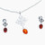 Sterling Silver and Oval Amber Necklace and Earring Set 'Amber Cross'