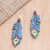 Hand-Painted Garnet and Amethyst Dangle Earrings 'Krishna Feathers'