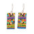Cedar Wood Hand Painted Dangle Earrings with Huipil Design 'San Antonio Huipil'