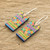 Cedar Wood Hand Painted Dangle Earrings with Huipil Design 'San Antonio Huipil'