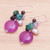 Quartz and Cultured Pearl Dangle Earrings 'Grape Lover'