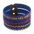 Three Blue Cuff Bracelets Woven with Colombian Cane Fiber 'Blue Colombian Geometry'