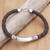 Braided Leather and Sterling Silver Pendant Bracelet 'Woven Spell'