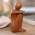 Hand Carved Suar Wood Statuette 'Beautiful Daydream'