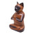 Brown Raintree Wood Figure of a Cat in Lotus Position 'Balinese Cat Meditates'