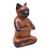 Brown Raintree Wood Figure of a Cat in Lotus Position 'Balinese Cat Meditates'
