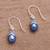 Cultured Pearl Dangle Earrings in Peacock from Bali 'Mermaid Teardrops in Peacock'