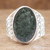 Men's Modern Sterling Silver Single Stone Jade Ring 'Verdant Night'